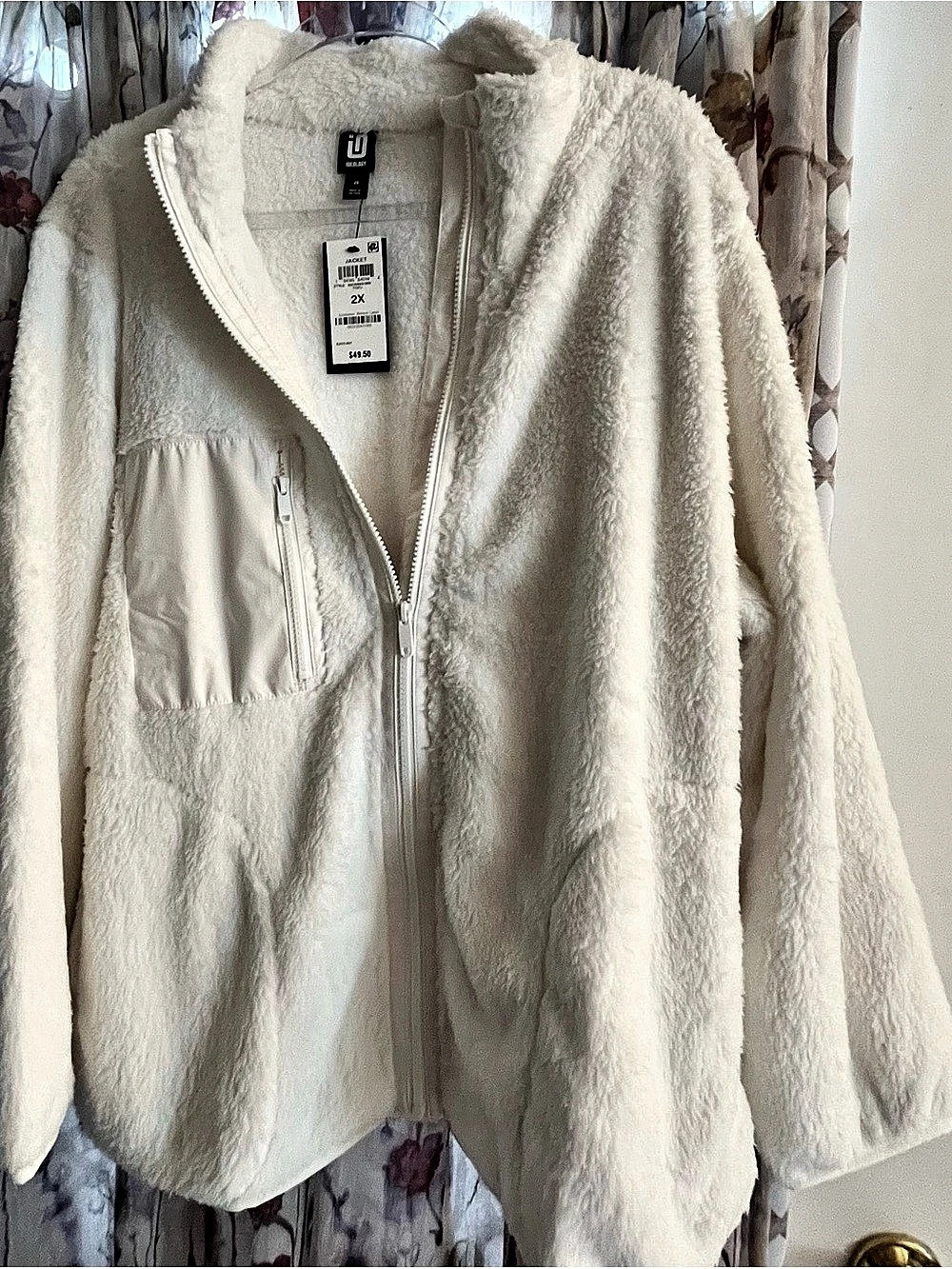 Ideology Teddy Fleece Jacket Cream Plus Size 2X NWT - Super Soft & Cozy for Fall